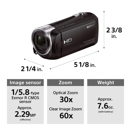 Sony HDRCX405 9.2MP HD Handycam Camcorder with Free Carrying Case (Black) - Grabgear.in