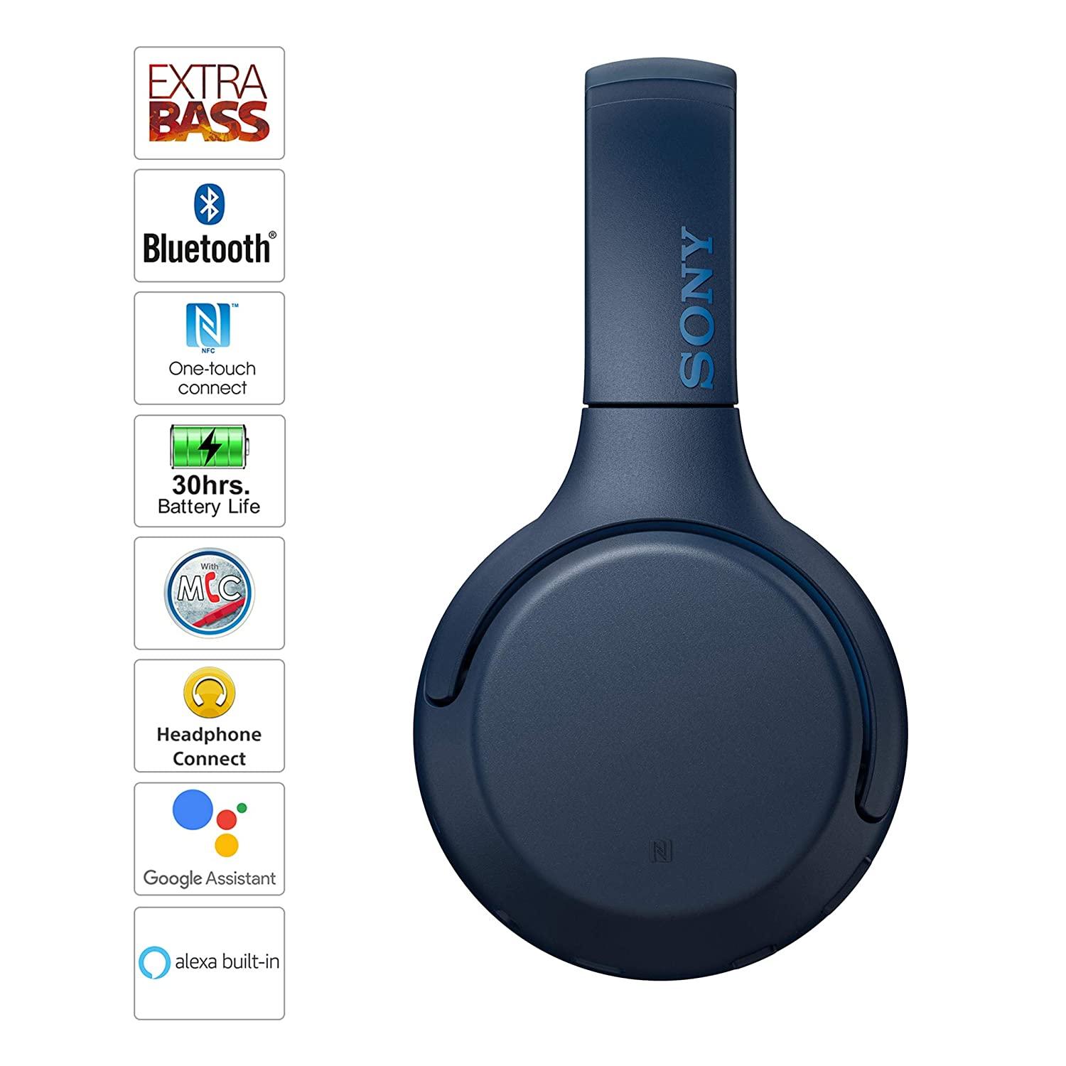 Sony WH-XB700 Wireless Bluetooth Extra Bass Headphones with 30 Hours Battery Life, Passive Operation, Quick Charge, Headset with mic for Phone Calls