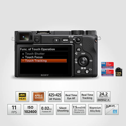 Sony Alpha ILCE-6400M 24.2MP Mirrorless Digital SLR Camera (Black) with 18-135mm Power Zoom Lens (APS-C Sensor, Real-Time Eye Auto Focus, 4K Vlogging Camera, Tiltable LCD) - Black - Unboxify