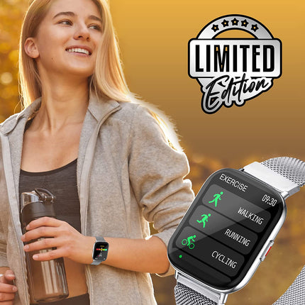 (UNBOXED) Zebronics Zeb-FIT5220CH Limited Edition Smart Fitness Watch,2.5D Curved Glass 4.4cm Square Display, Metal Body & Strap, SpO2/BP/HR Monitor, IP68 Water Proof, 8 Sports Mode - Unboxify