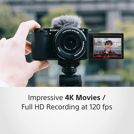 Sony Alpha ZV-E10L 24.2 Mega Pixel Interchangeable-Lens Mirrorless vlog Camera with 16-50 mm Lens, Made for Creators (APS-C Sensor, Advanced Autofocus, Clear Audio, 4K Movie Recording) - Black, Compact - Unboxify