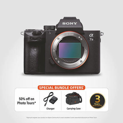 Sony Alpha ILCE-7M3 Full-Frame 24.2MP Mirrorless Digital SLR Camera Body (4K Full Frame, Real-Time Eye Auto Focus, 4K Vlogging Camera, Tiltable LCD, Low Light Camera) - Black - Unboxify