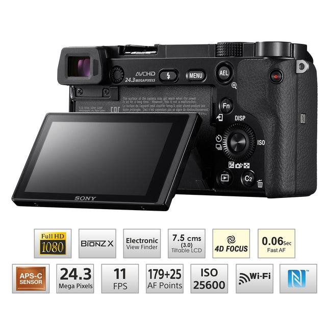 Sony Alpha ILCE 6000L 24.3 MP Mirrorless Digital SLR Camera with 16-50 mm (APS-C Sensor, Fast Auto Focus, Eye AF, Light Weight) - Black (UNBOXED) - Unboxify