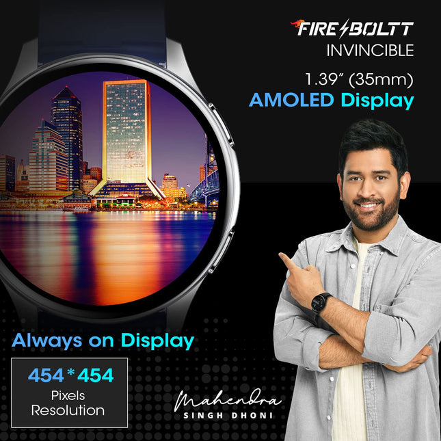 Fire-Boltt INVINCIBLE 1.39" (3.53cm) AMOLED 454x454 Bluetooth Calling Smartwatch (UNBOXED) - Unboxify