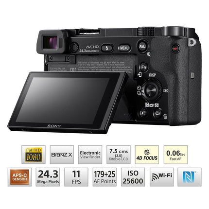Sony Alpha ILCE 6000L 24.3 MP Mirrorless Digital SLR Camera with 16-50 mm (APS-C Sensor, Fast Auto Focus, Eye AF, Light Weight) - Black - Grabgear.in