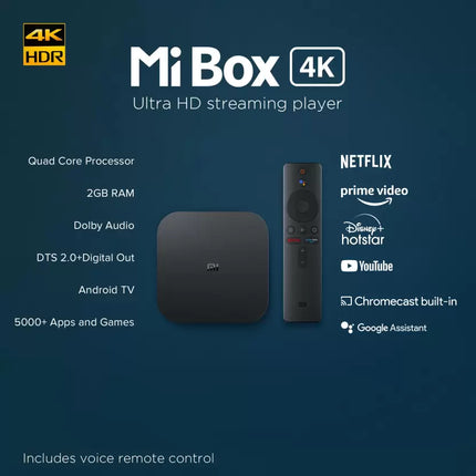 Mi Box 4k Media Streaming Device  (Black) (UNBOXED) - Unboxify